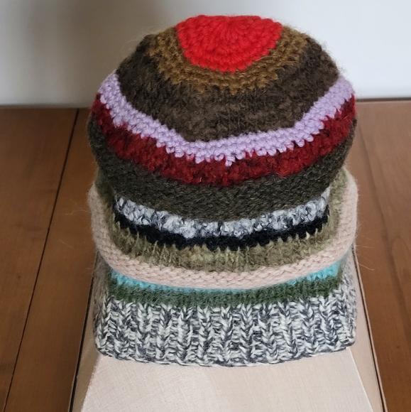 Vintage Hand Knit Striped Hat  Beanie Toque J Crew Y2K - Picture 3 of 10